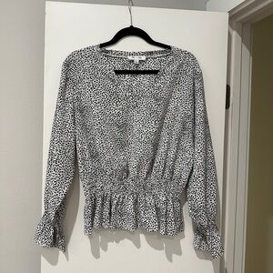 Women's Black and White Printed Blouse